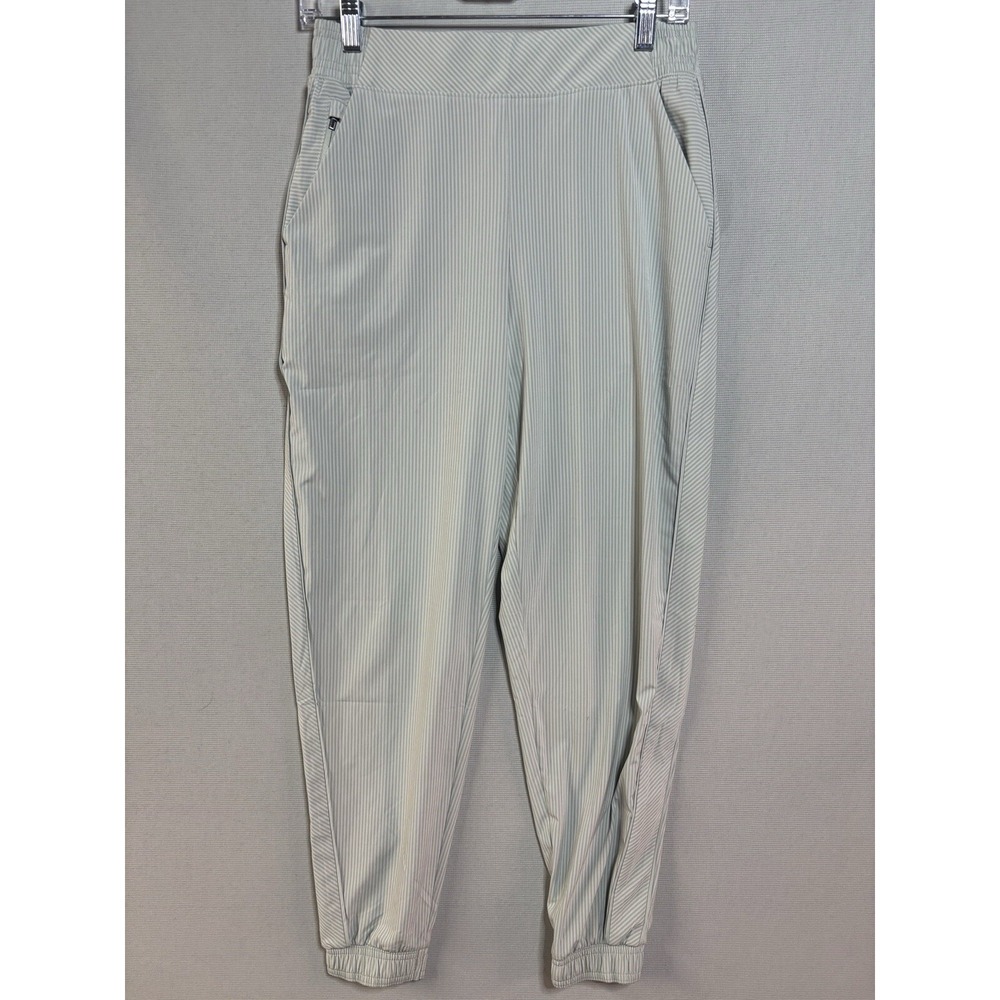 Athleta Brooklyn Textured Joggers Women 6 Green Striped Ankle Athleisure Pull On